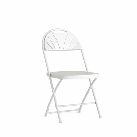 FLASH FURNITURE Folding Chair, Plastic, Fan Back, White LE-L-4-WHITE-GG